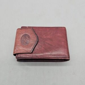 Buxton Vintage Burgundy Top Grain Cowhide Leather Bifold Wallet with Coin Pocket